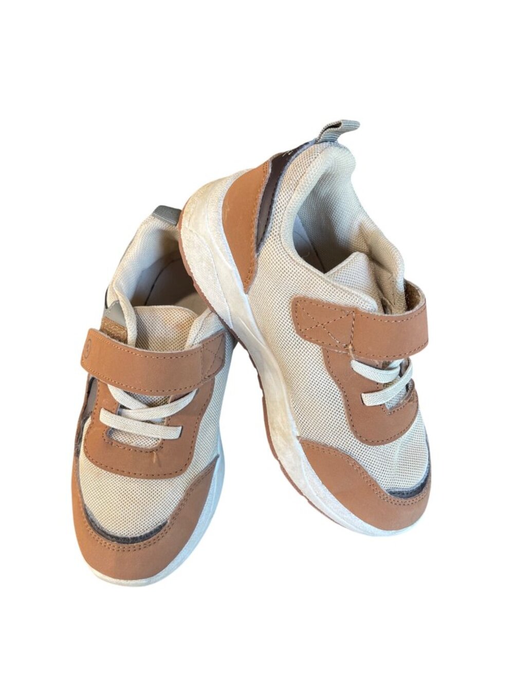 Stride Rite Bean Sneaker Toddler Boys Size 12M Hook and Loop Closure Tan Khaki